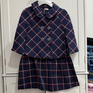 Gymboree Plaid Kids Cape Jacket in Navy and Red set